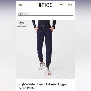 FIGS NAVY L High Waisted Uman Relaxed Jogger Scrub Pants